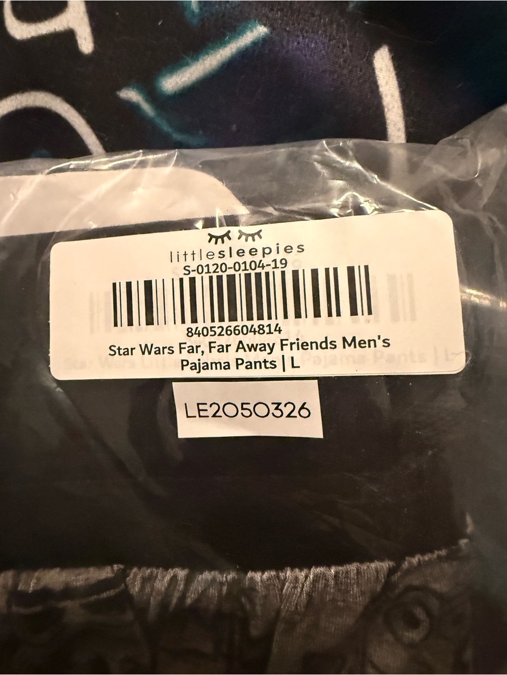 Little Sleepies Black and Blue Star Wars Pajama Pants, Size L - Picture 2 of 2